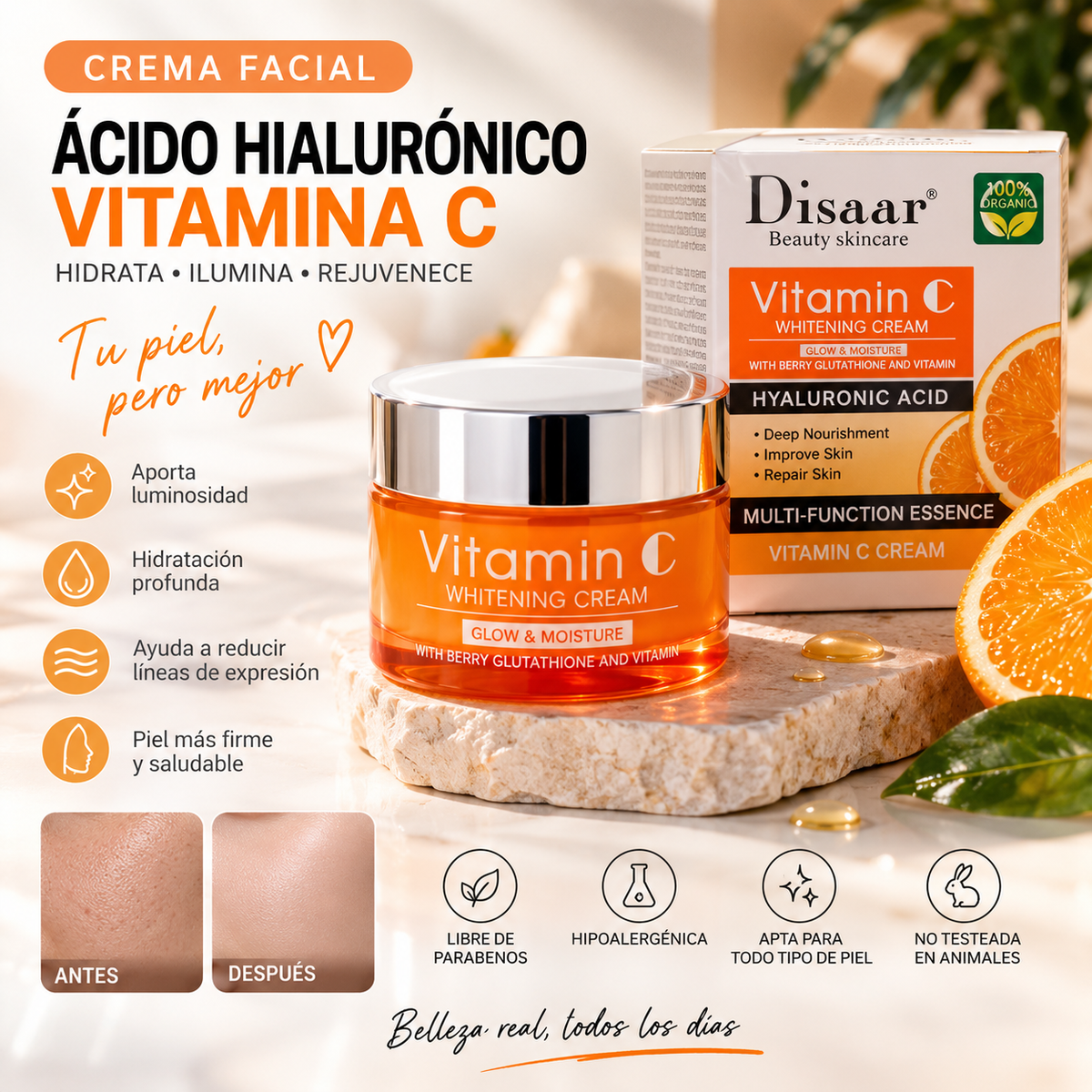 Crema Ácido Hialurónico Vitamina C Antia