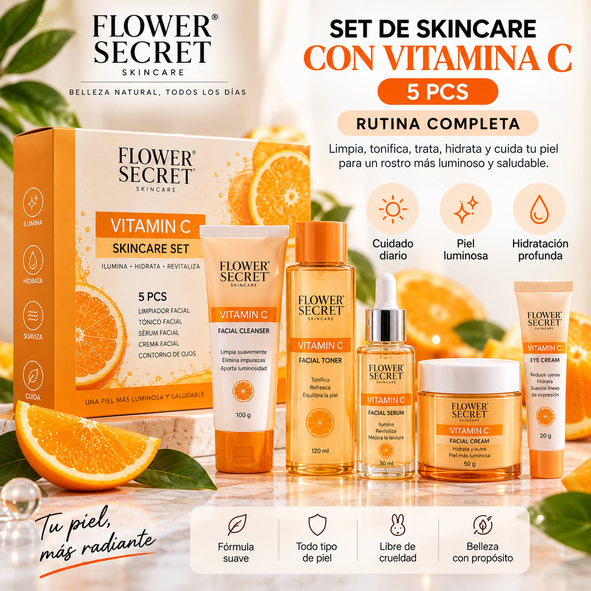 Set de Skincare con Vitamina C – 5 PCS