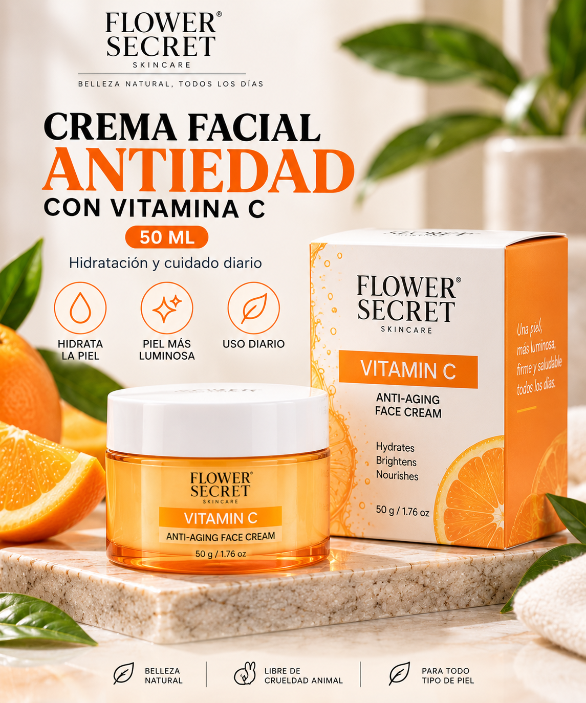 Crema Facial Antiedad con Vitamina C – 50 ml